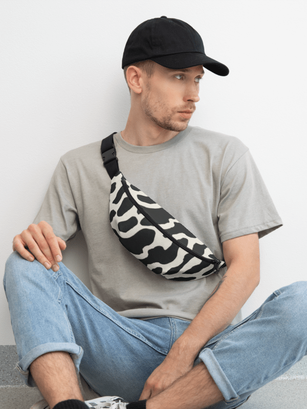 Black/Cream Abstract Cow Print Fanny Pack product image (2)