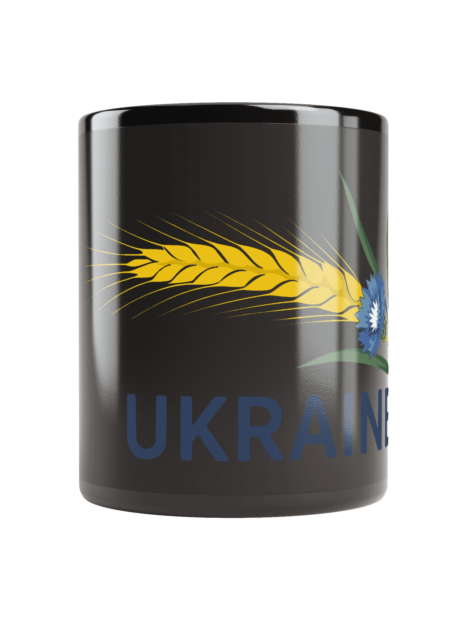 Ukraine Wheat Cornflower Agricultural Heritage Ukrainian Symbol | Black Glossy Mug product image (5)