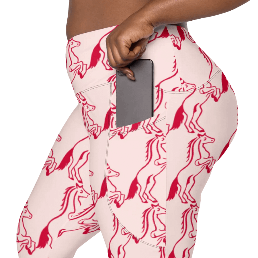 Horse Lovers Red & Pink Finesse Pocket Leggings product image (6)