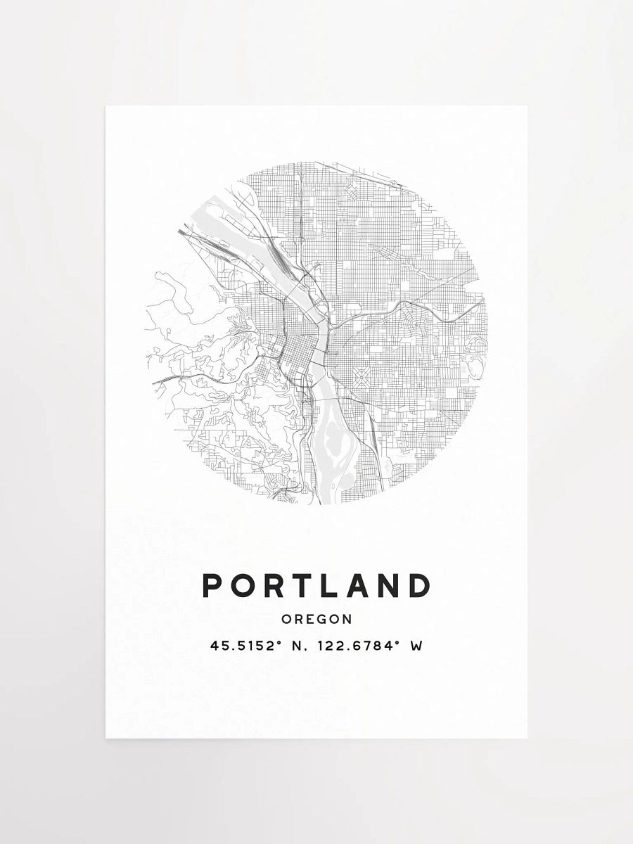 Portland Street Map Poster – White Minimalist Circular City Art product image (4)