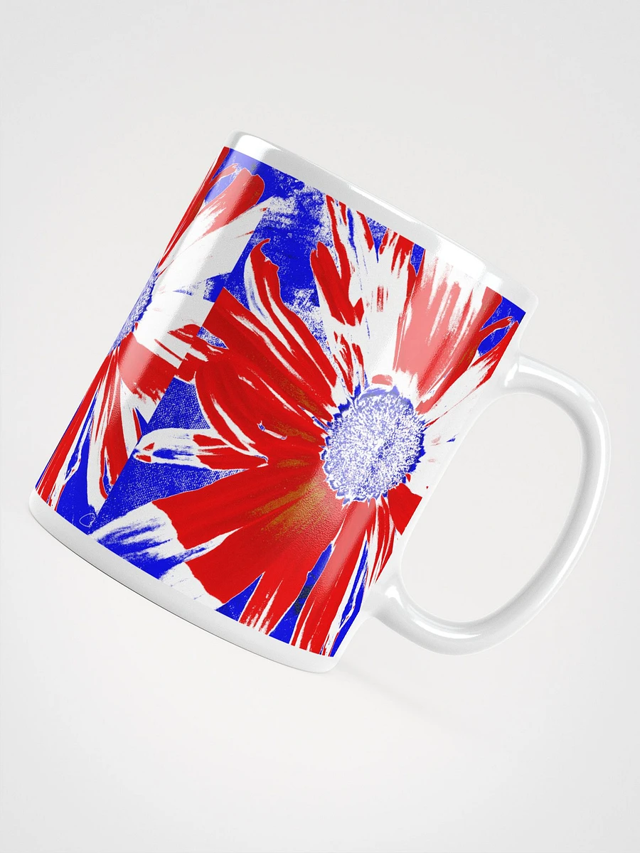 Navy, Red and White Daisy on Navy Abstract Background White Mug product image (4)