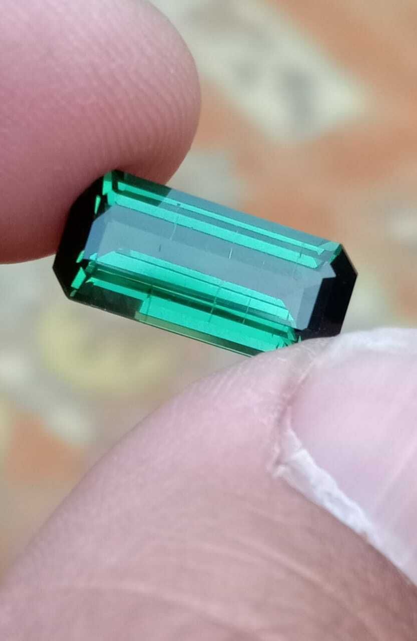 AFGHANI TOURMALINE LOOSE GEMSTONE EMERALD CUT GREEN COLOR STONE, 4.70 CARAT product image (2)