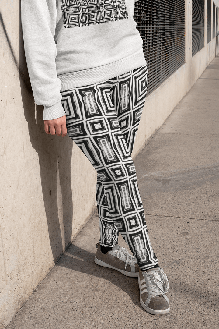 Abstract Monochrome Repeating Pattern All Over Print Ladies Leggings product image (1)
