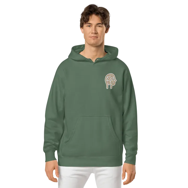 In My Head (L.C. brown bubble design) embroidered pigment hoodie product image (2)