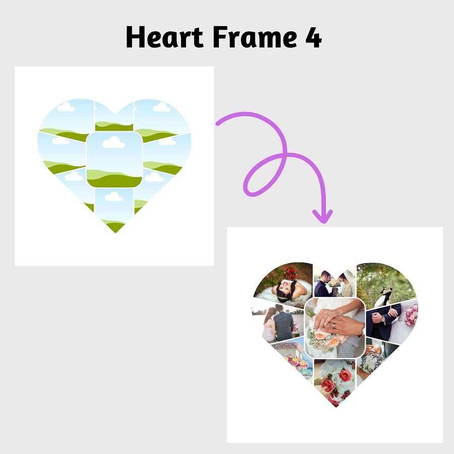 6 Heart-Shaped Photo Collage Frames Canva Templates product image (6)