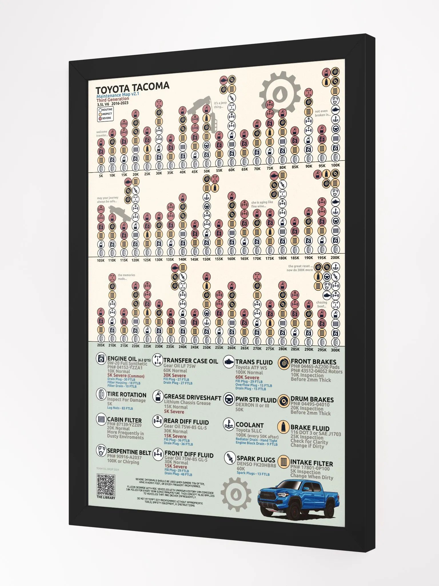 3RD GEN TACOMA MAINTENANCE MAP V2.1 (Framed) product image (2)