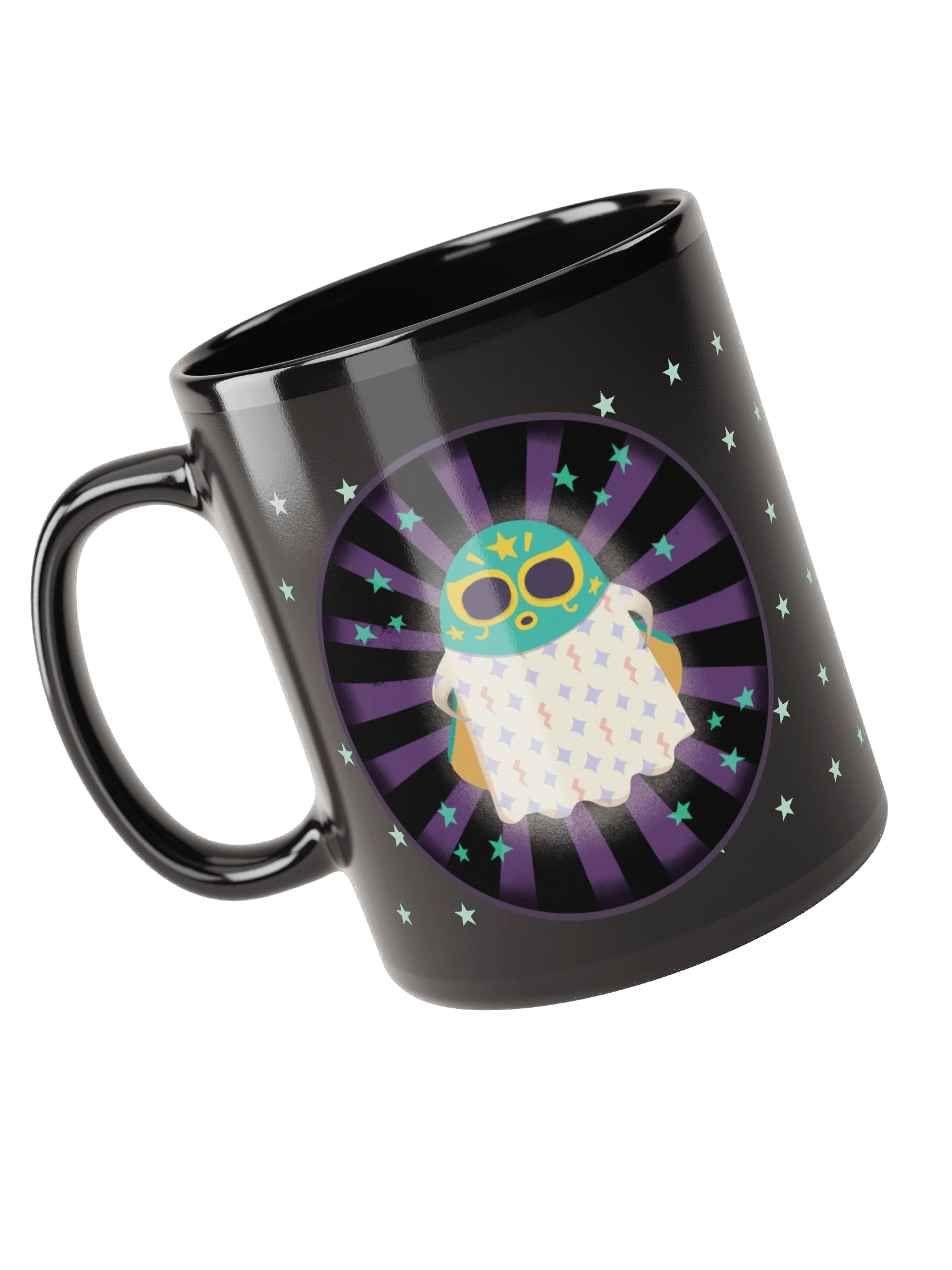 Little Ghost Luchador - Black Ceramic Mug product image (1)