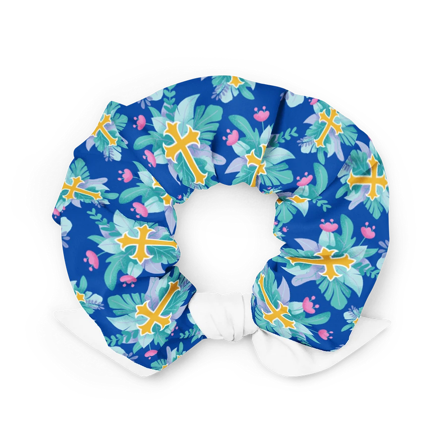 Blue Floral Cross Patterned Scrunchie product image (4)