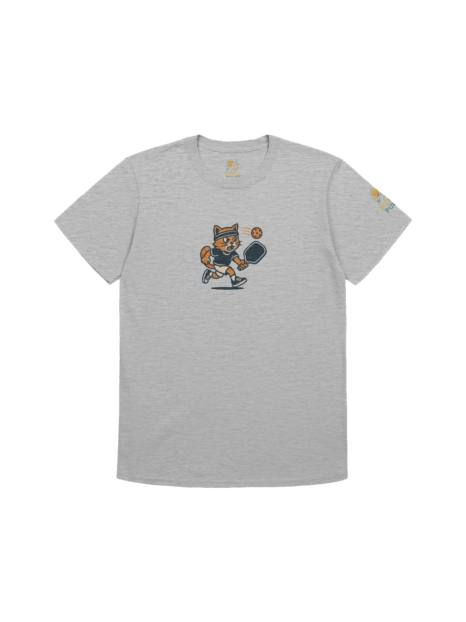 Pickleball Power Cat T-Shirt – Funny Unisex Tee with Fierce Orange Tabby Pickleball Smash Chest Print product image (1)