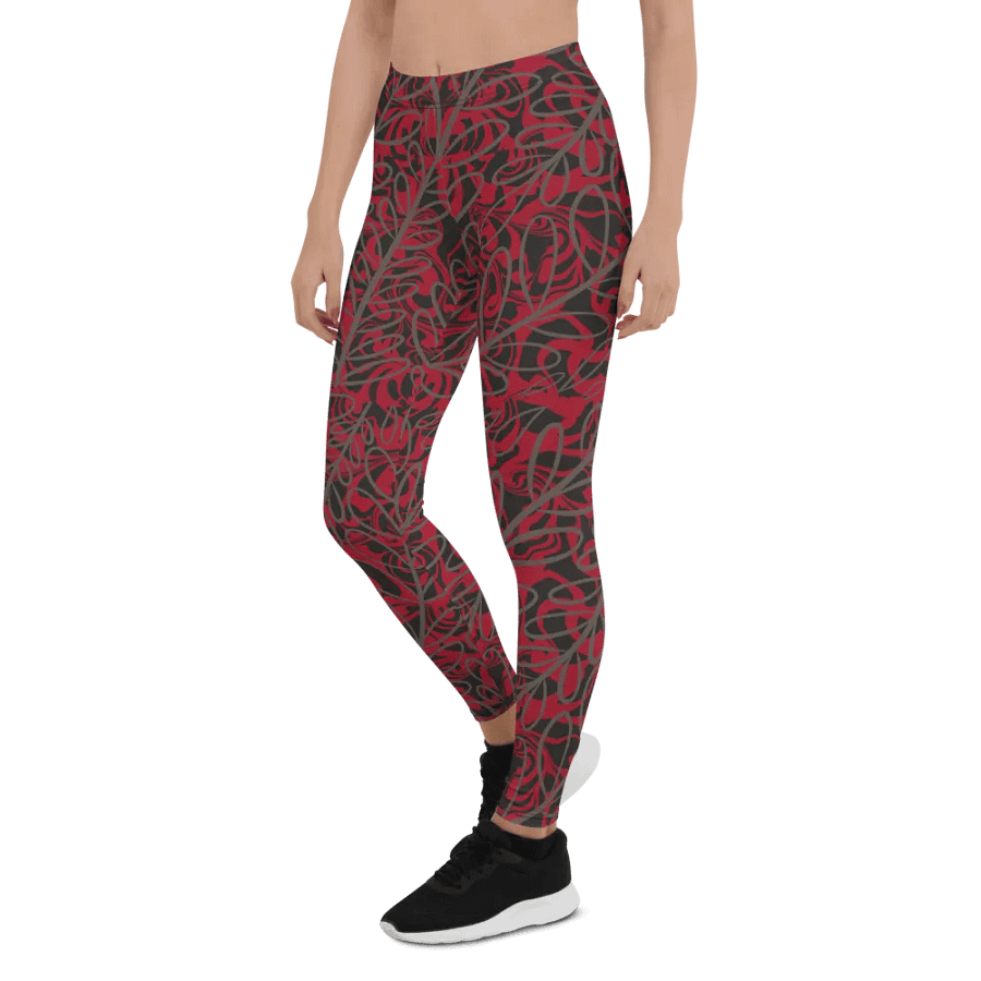 Ladies comfortable leggings in funky arty red product image (6)