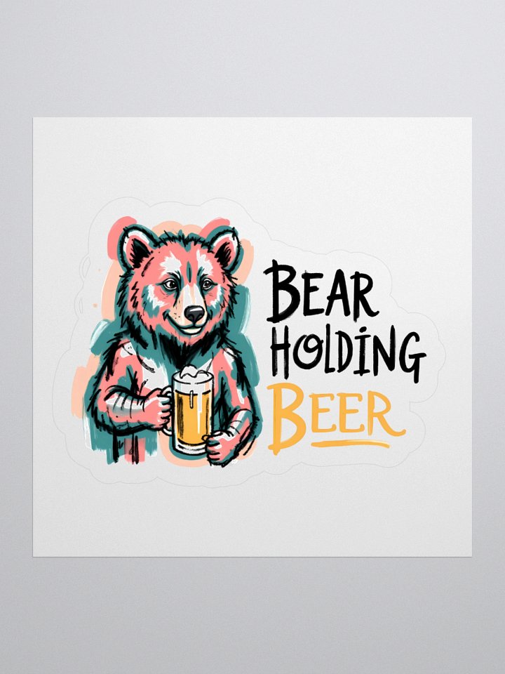 Colorful Bear Enjoying Beer | Vibrant Art Print Sticker product image (1)