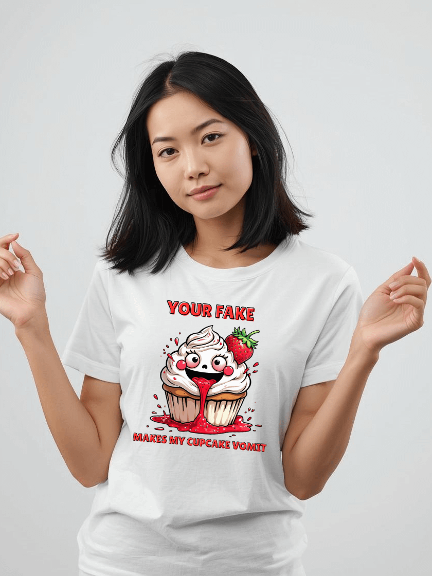 Women's Your Fake Makes My Cupcake Vomit | Funny Savage Sarcastic Graphic Tee product image (1)