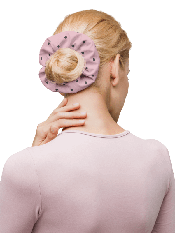 Pink Scrunchie with Grey Dots product image (4)