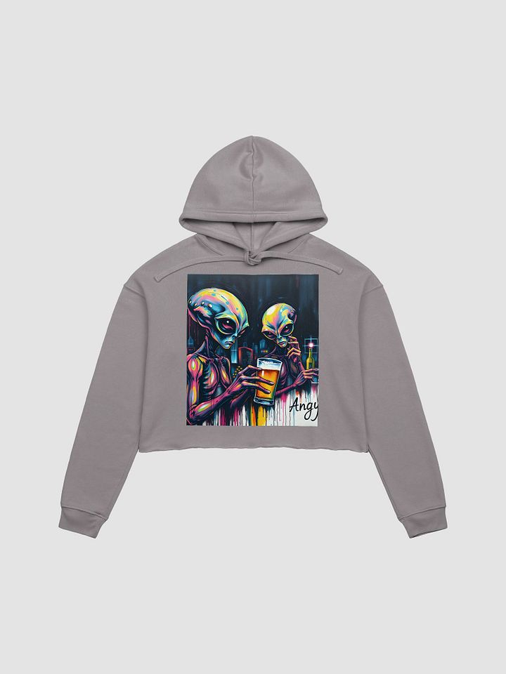 Aliens confused by beer, chic supersoft crop hoodie product image (1)
