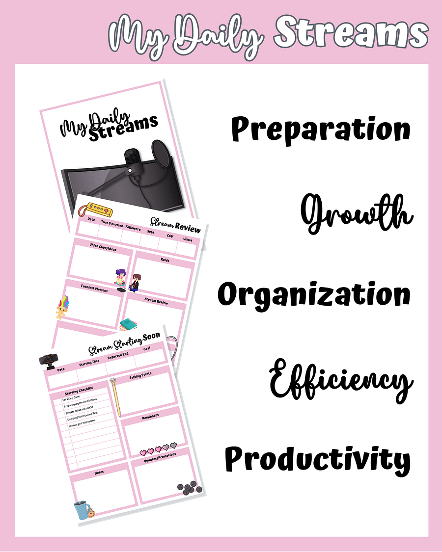 My Daily Stream Planner - Pink Edition | Cute & Functional Digital Download for Streamers product image (4)
