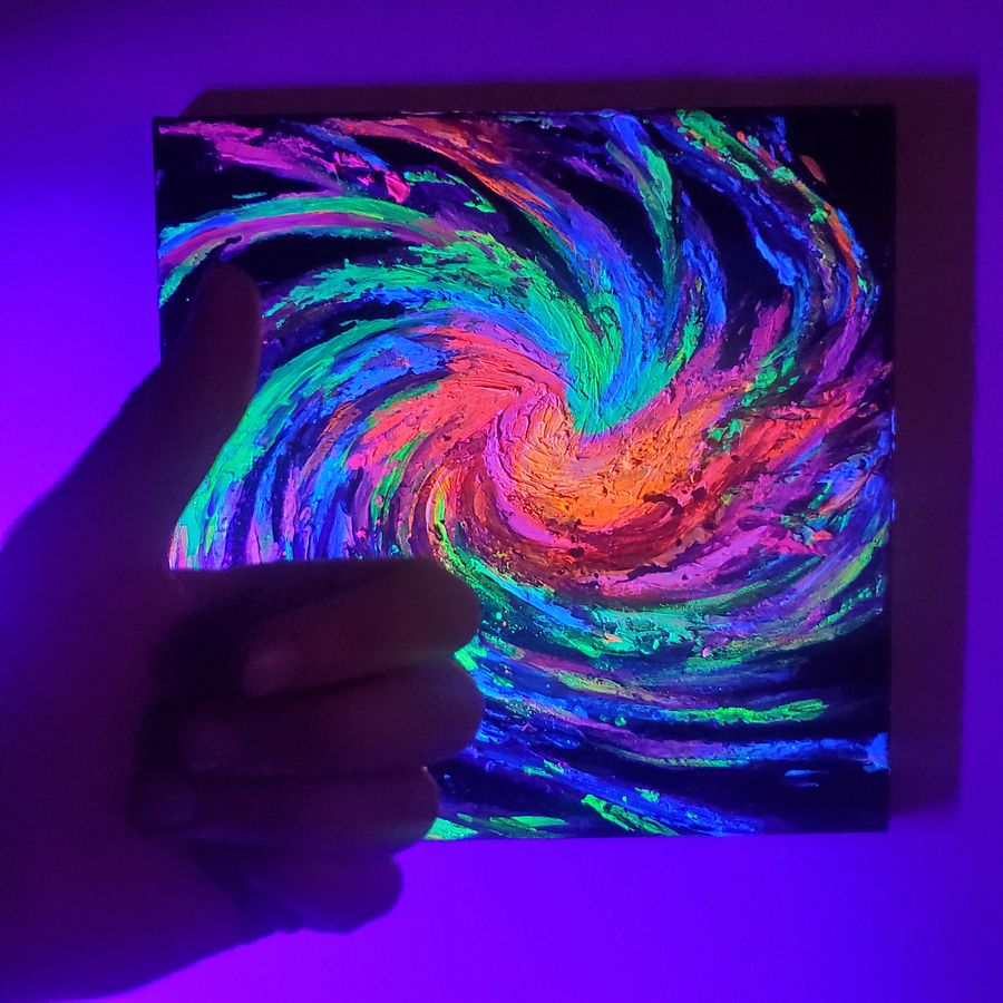 'Galaxy Burst' UV Reactive / Glow in the dark Impasto Painting product image (3)