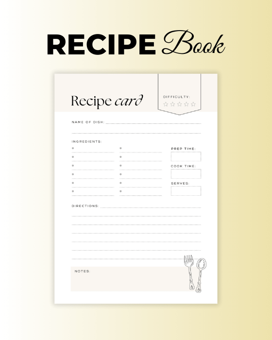 White and Beige Minimalist Recipe Card product image (1)