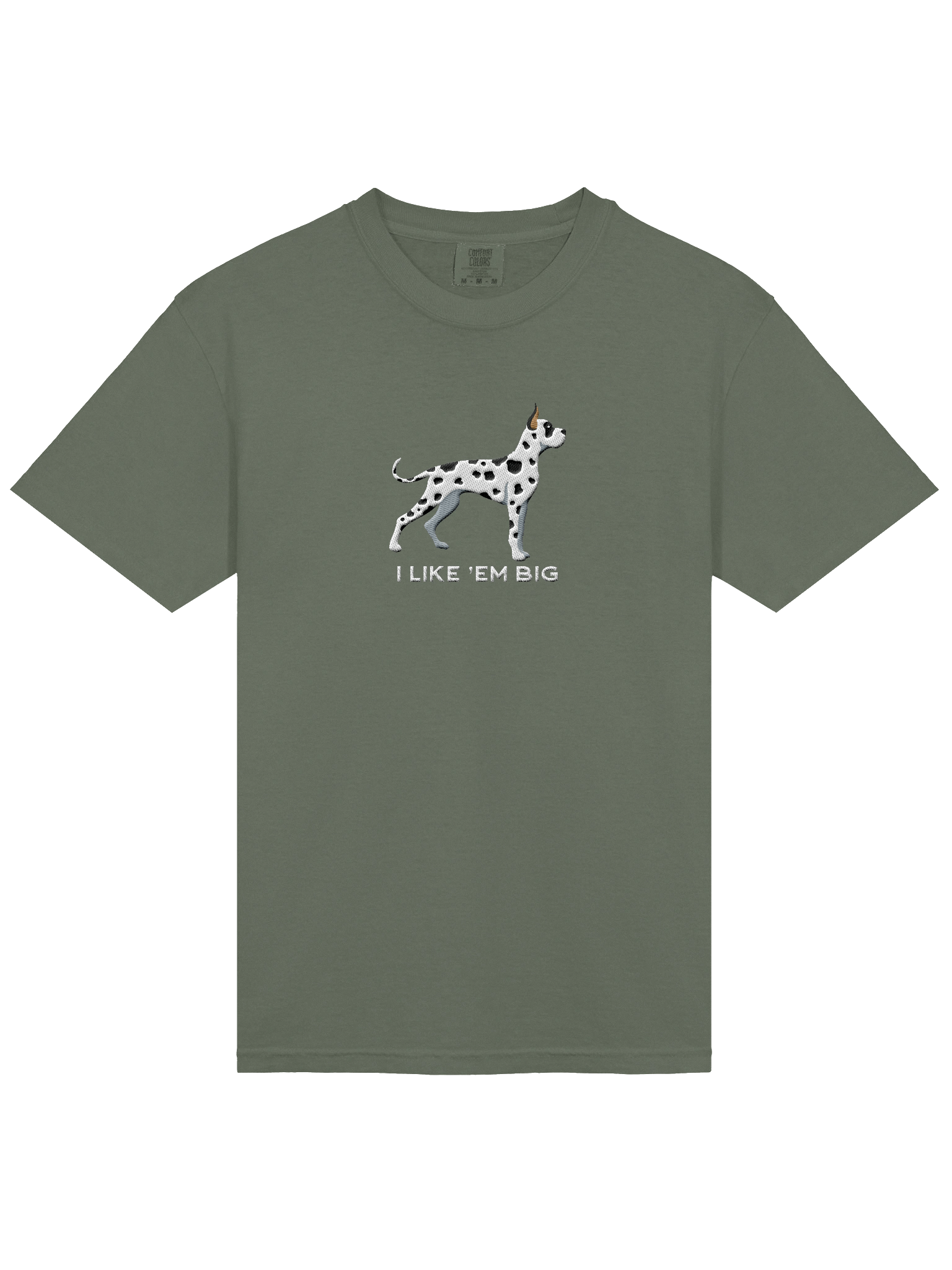 I Like 'Em Big T-Shirt(Embroidered) of a Great Dane(Harlequin, Cropped Ears) product image (23)
