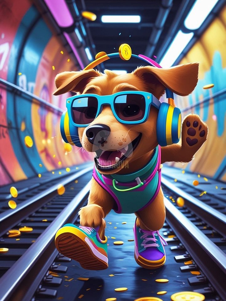 Pixel Party Parade – Track 2: Subway Shuffle (Dog Mascot Edition) | 896x1344 px | 4 Variations | PNG + PDF product image (1)