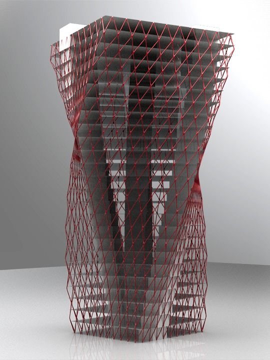 Exoskeleton Parametric Tower Facade Design Grasshopper Rhino Files Download product image (1)