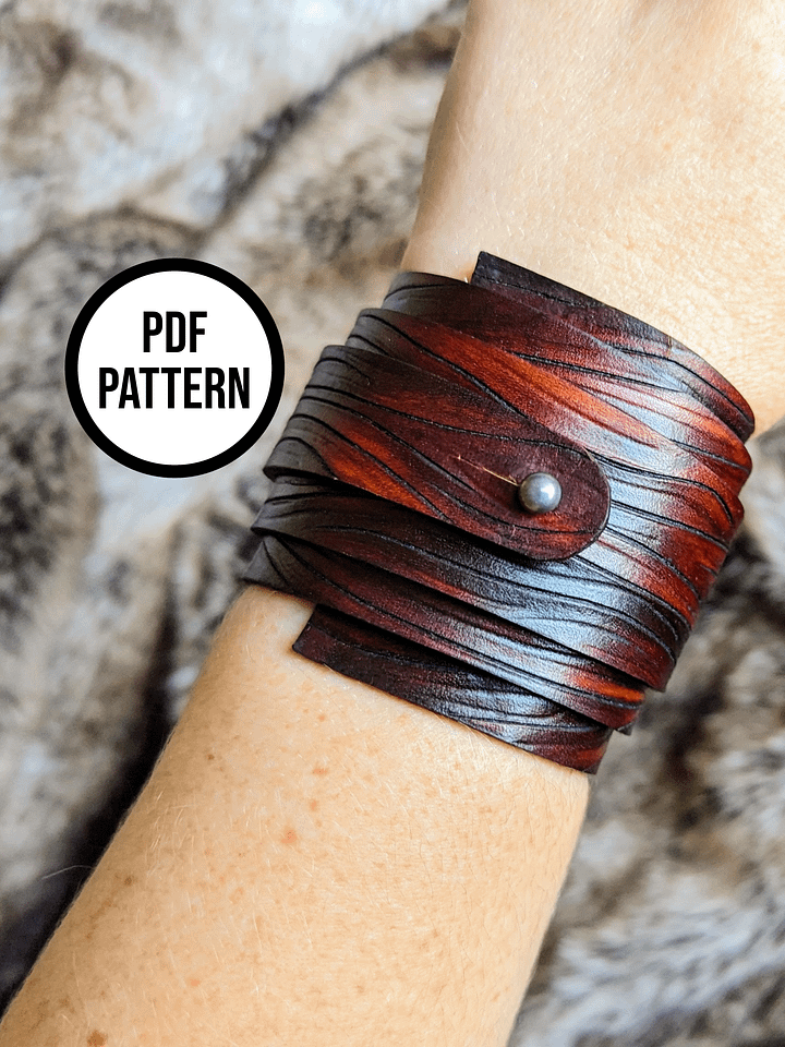 Wrap Cuff: Woodgrain Leather PDF Pattern - One Size Fits All product image (2)