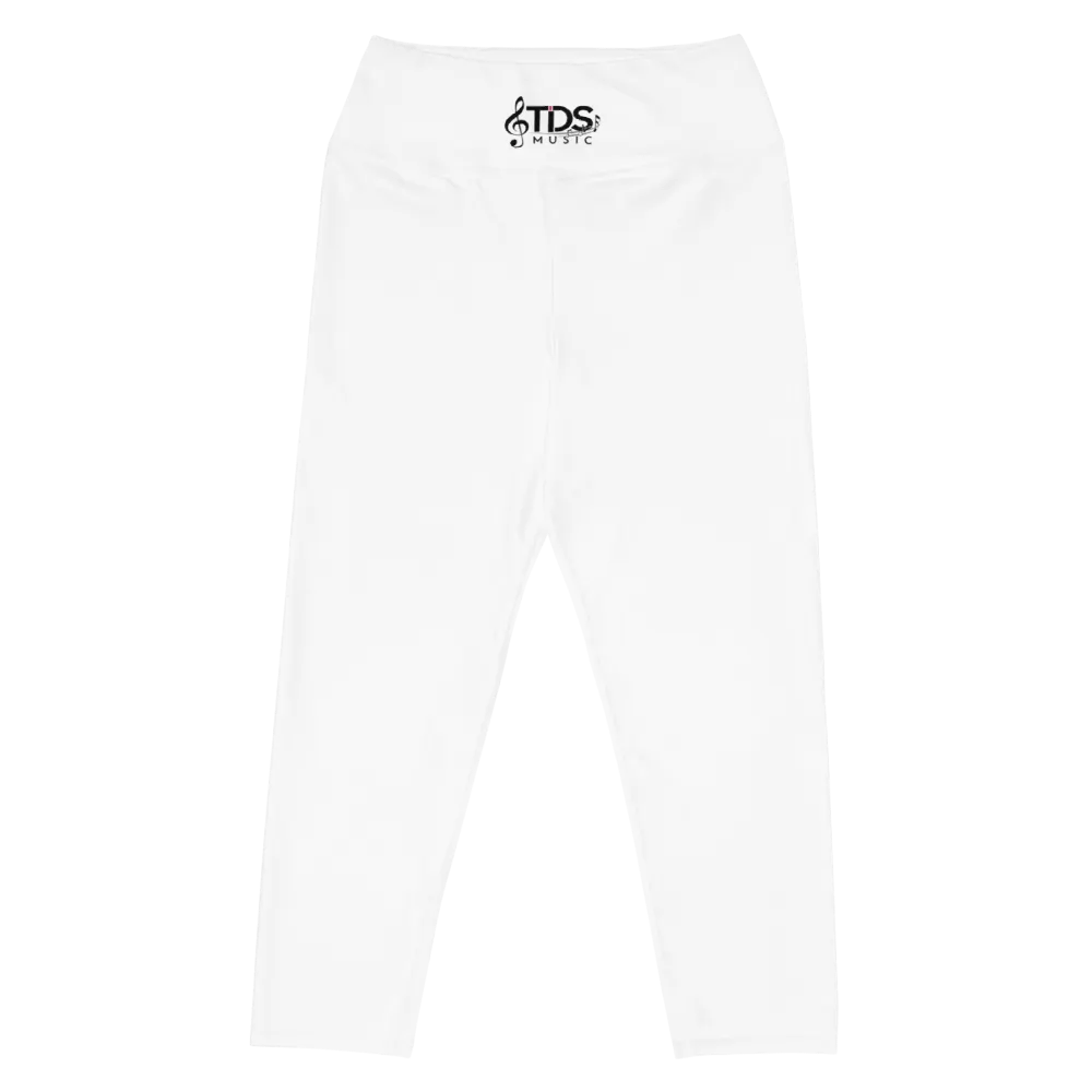 TDS Music Women's High-Waisted White Yoga Capri Leggings product image (3)