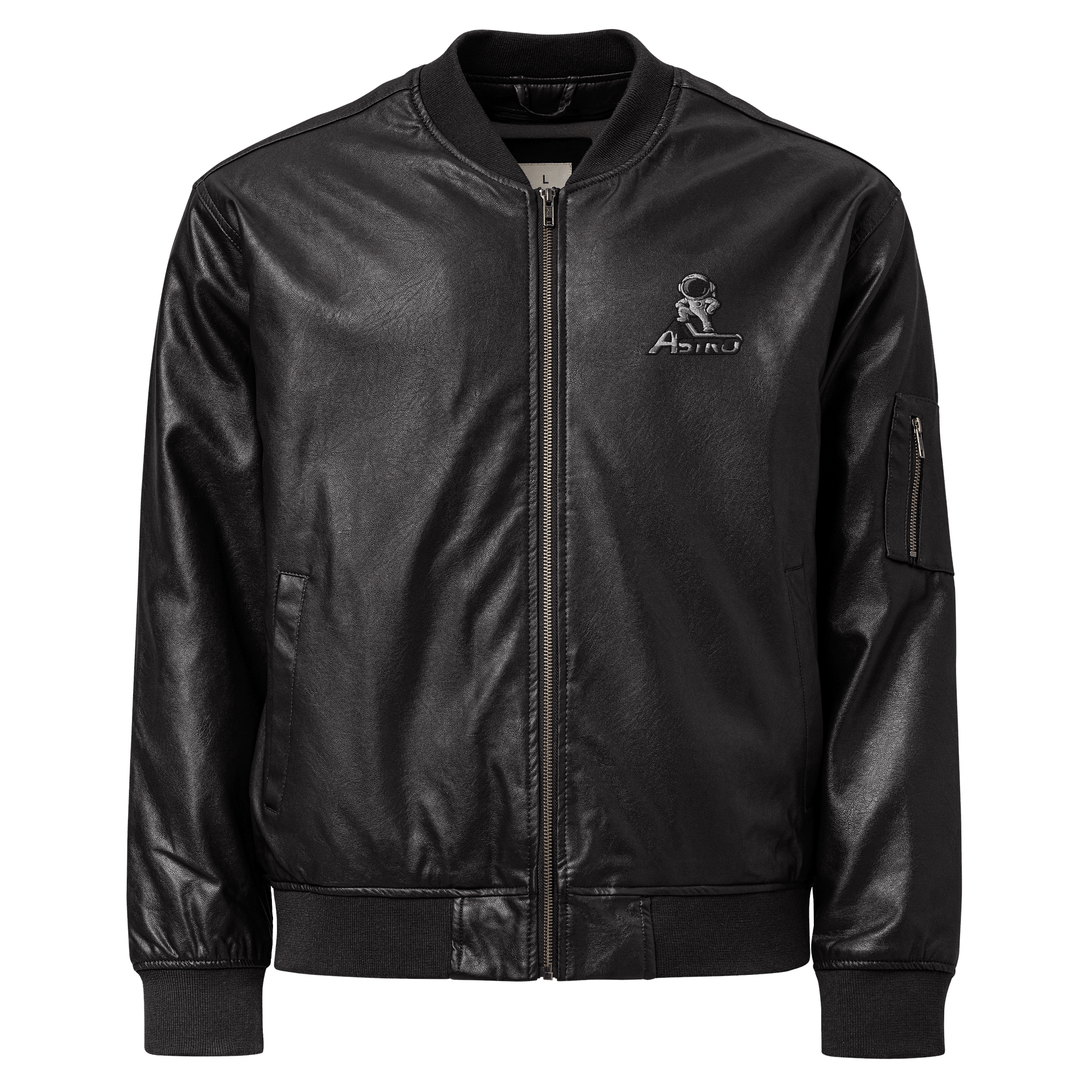 Astro Unisex Faux Leather Bomber Jacket - Black, Cosmic Design, Heavyweight product image (1)