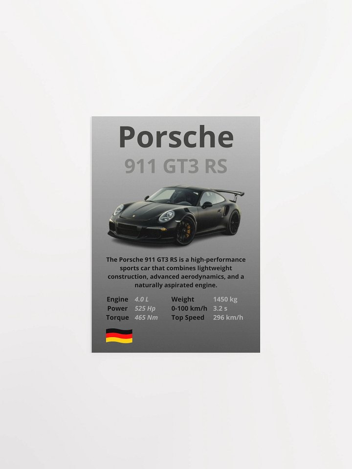 Porsche 911 GT3 RS Wall Poster Without Frame product image (1)