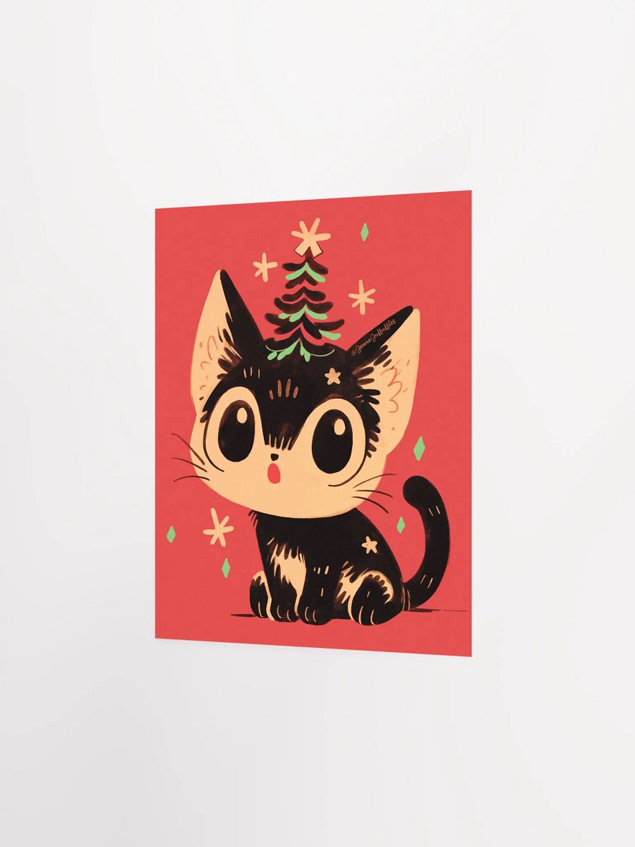 Vintage Christmas Tree Cat | Matte Paper Print product image (3)