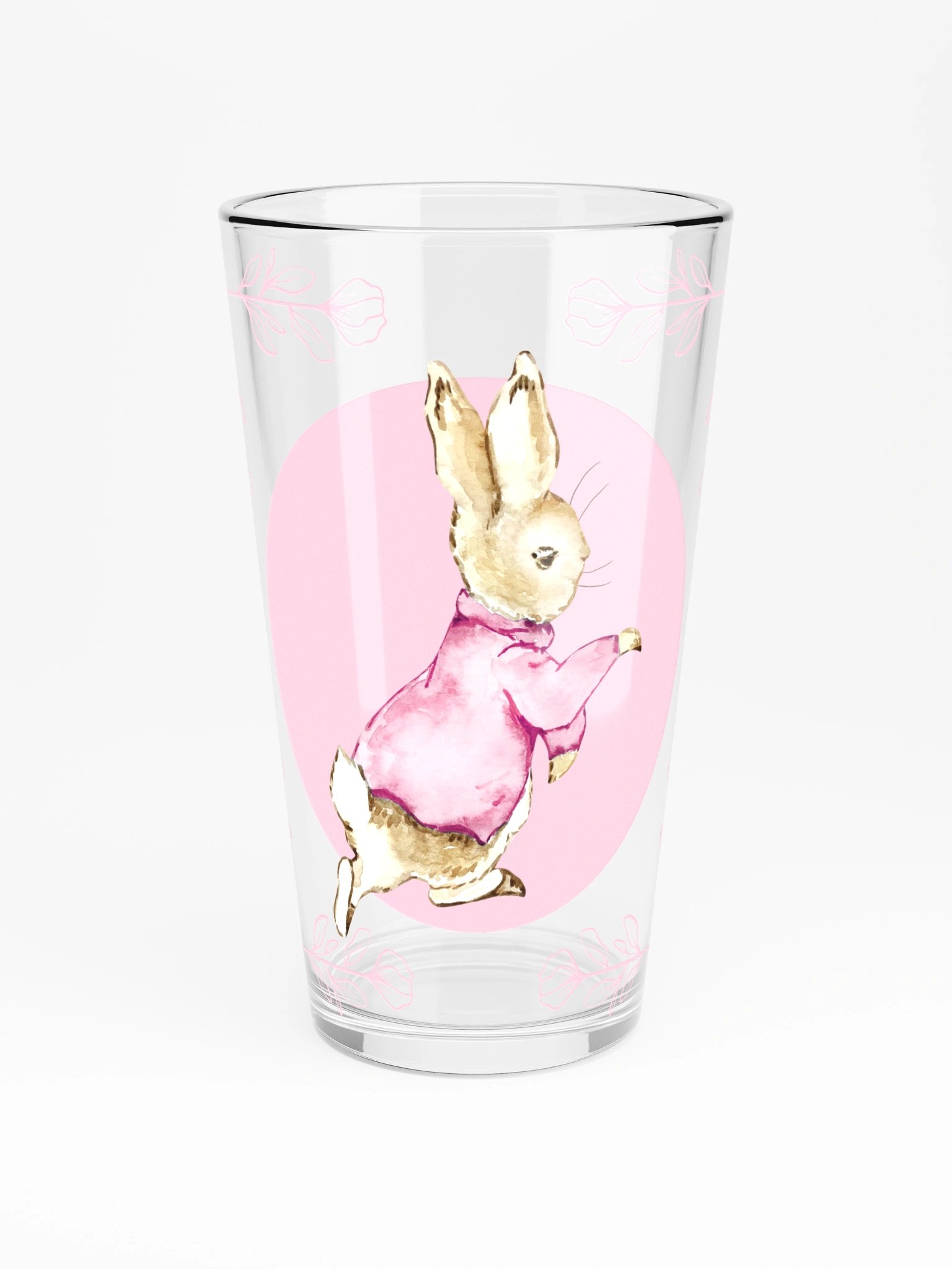 Floral Bunny Pink Jacket Illustration Pint Glass product image (3)