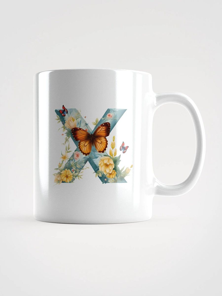 Letter X Monogram Floral Fantasy White Glossy Mug product image (3)