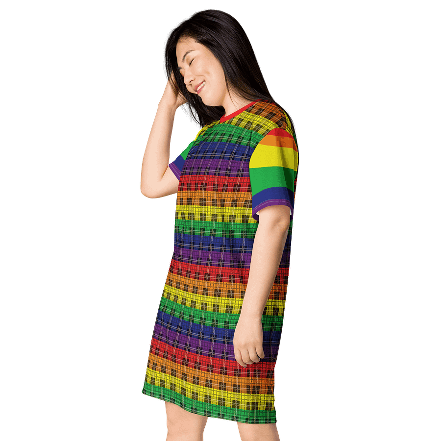 Rainbow Pride Plaid T-shirt Dress product image (3)