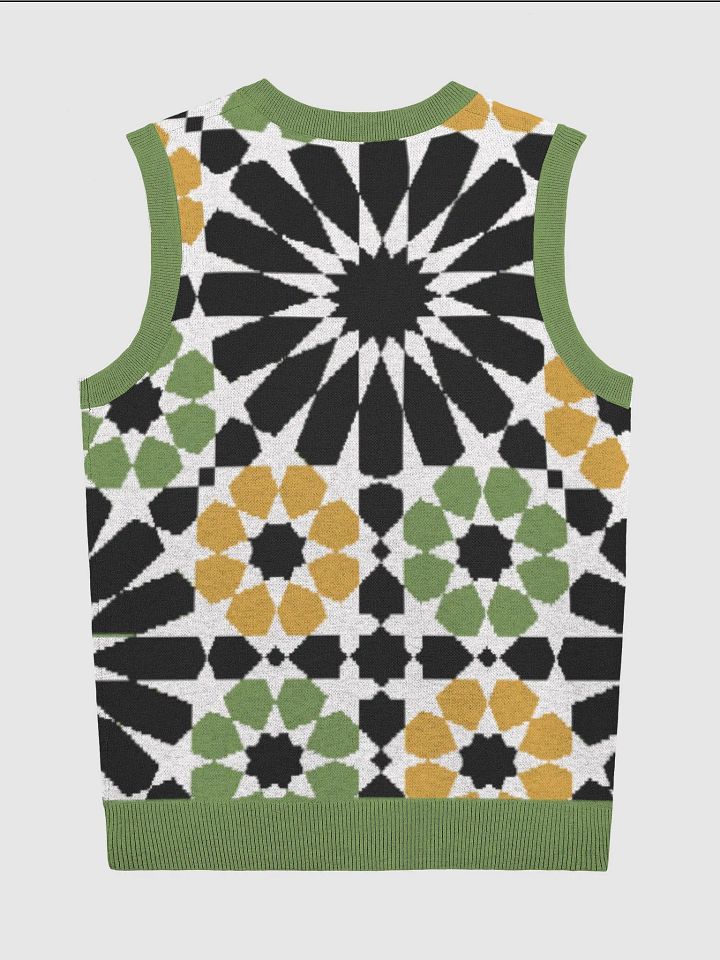 White Green Alhambra Mosaic Tile Knitted Relaxed Vest product image (6)