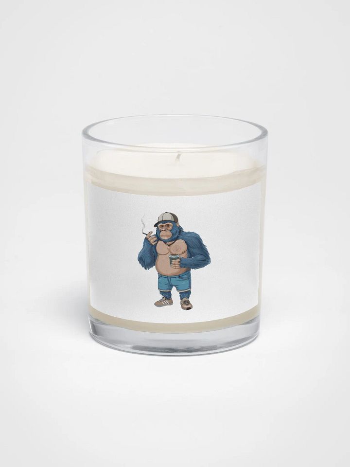 Blue Gorilla Soy Wax Candle In A Clear Glass Jar product image (1)