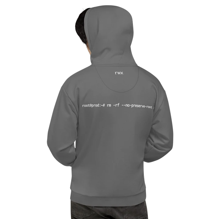 goodbye cruel world, rm -rf / hoodie (dark grayscale mode) product image (1)