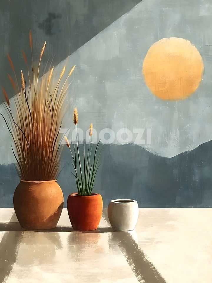 Threefold Serenity: Abstract Vase Art product image (1)