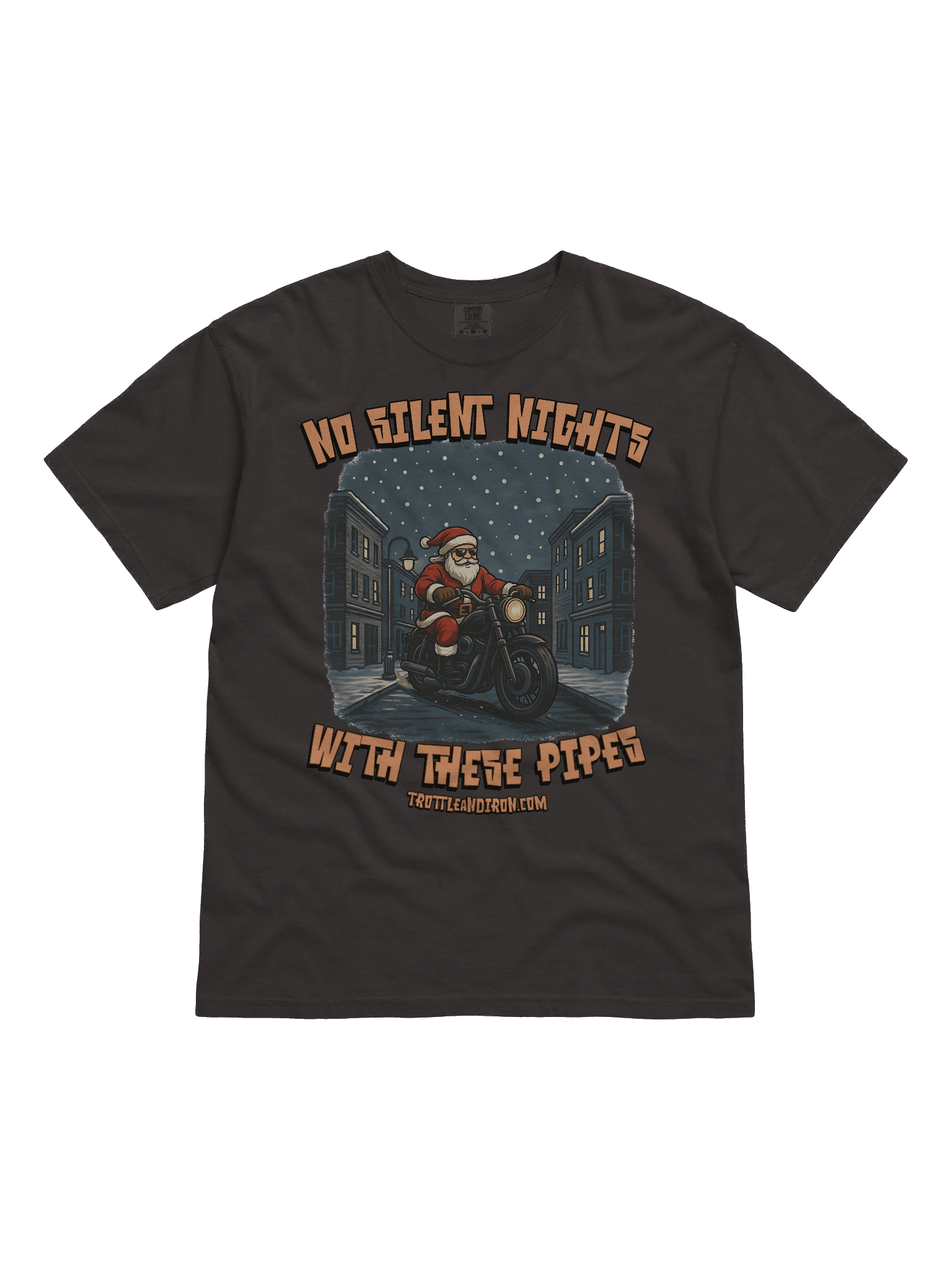 Throttle & Iron “No Silent Nights with These Pipes” Christmas Tee product image (6)