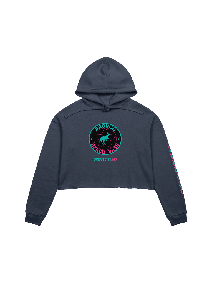 2025 Bronco Beach Bash Ocean City / Destination Bigfoot Bronco Collab | Bella+Canvas Fleece Women's Crop Hoodie (Multiple Colors Available) product image (1)