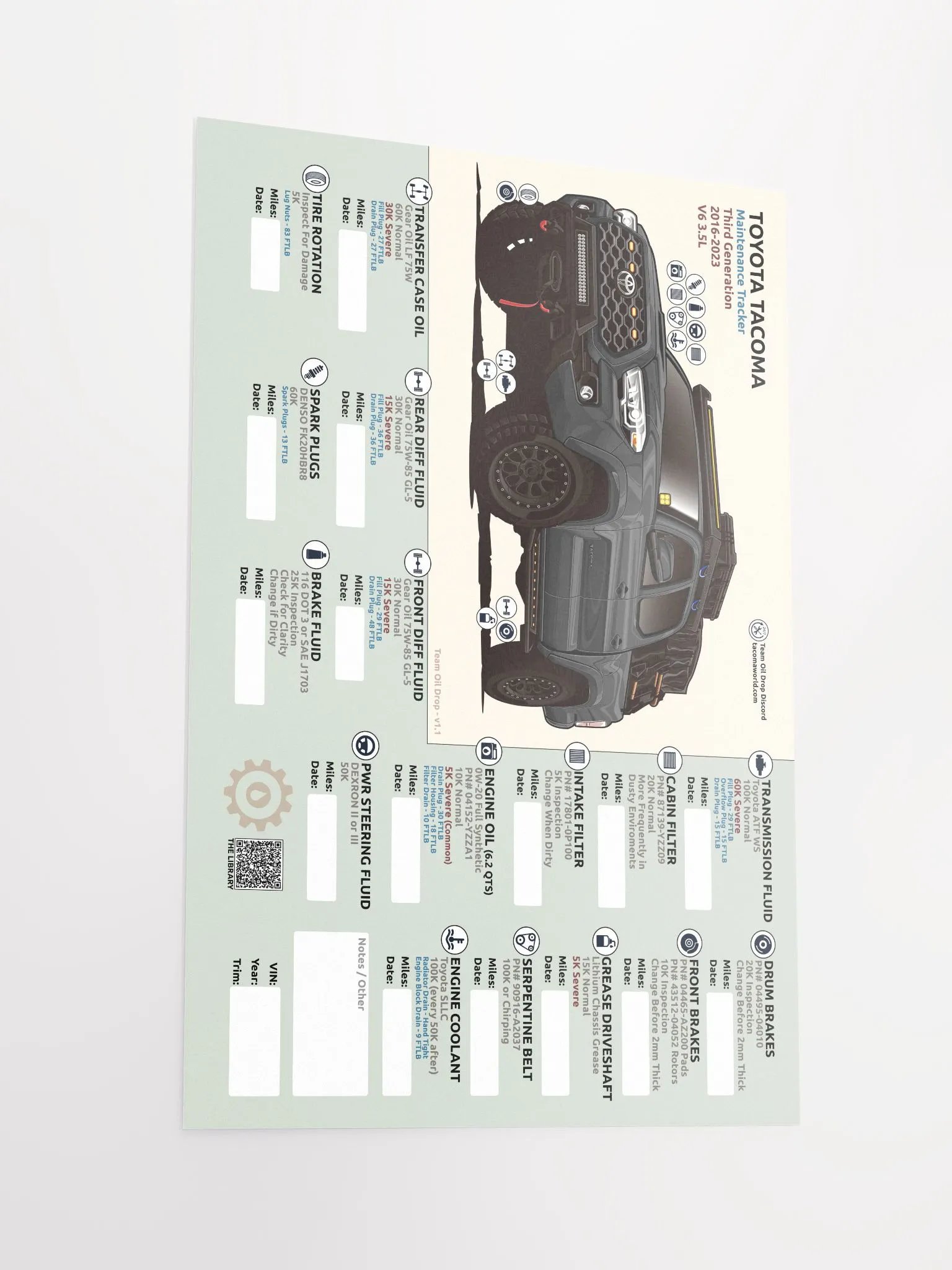 3rd Gen Maintenance Tracker v1.1 - Black product image (3)