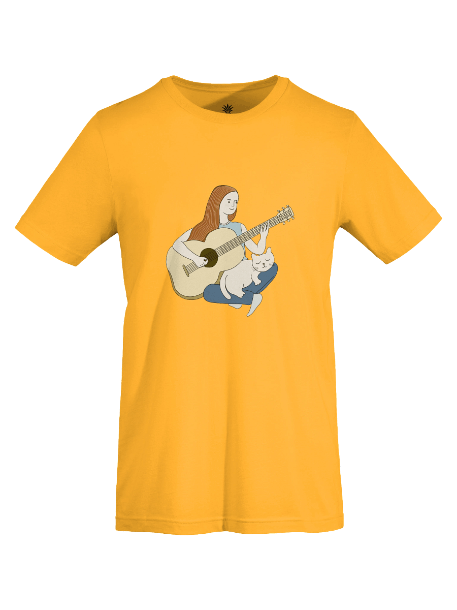 Woman Playing Acoustic Guitar and Her Cat Unisex T-Shirt product image (71)
