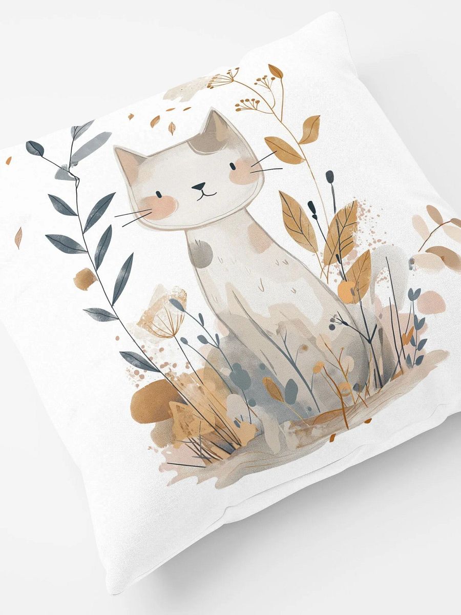 Adorable Cat and Foliage Throw Pillow product image (5)