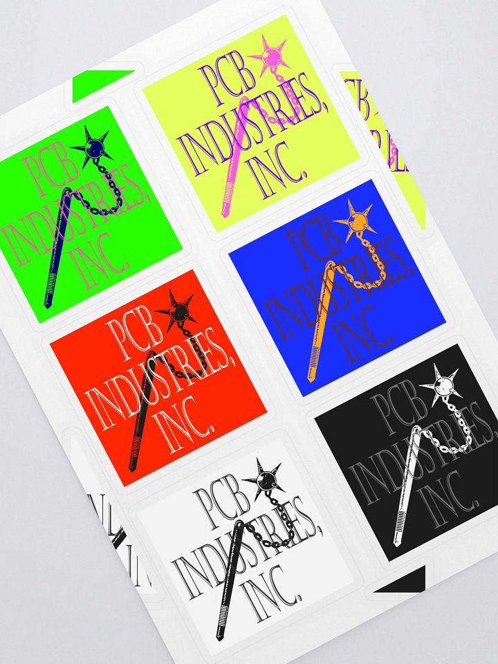 6-pack kiss cut 'pcb industries, inc' flail logo stickers product image (1)