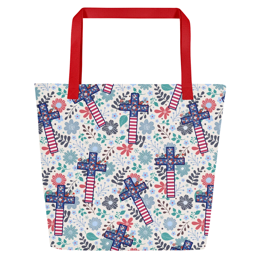 Floral Patriotic Cross Patterned Tote Bag product image (5)