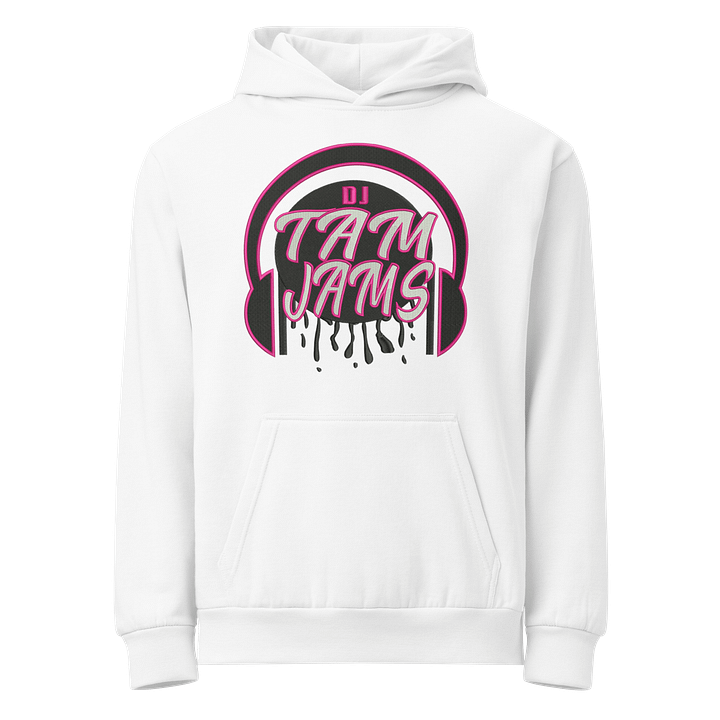 DJ Tam Jams Pull Over Hoodie - White w/Pink and Black Logo product image (1)