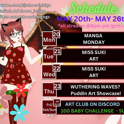 🍫SCHEDULE TIME 🍓

Manga time, Miss Suki AND Puddin celebration time, and maybe trying out Wuthering Waves? Still on the fence...