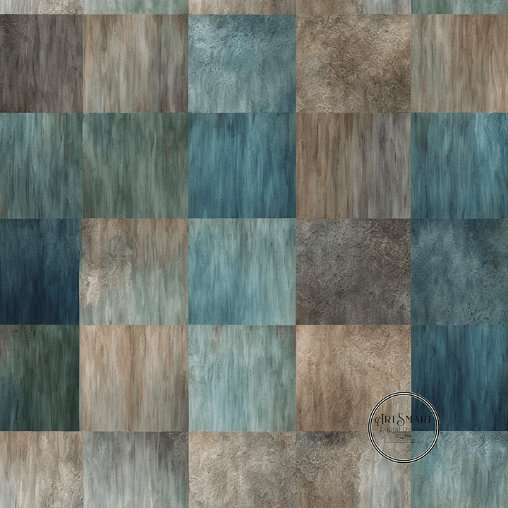 Seamless Pattern - Blue, Brown and Green Checker Pattern product image (1)