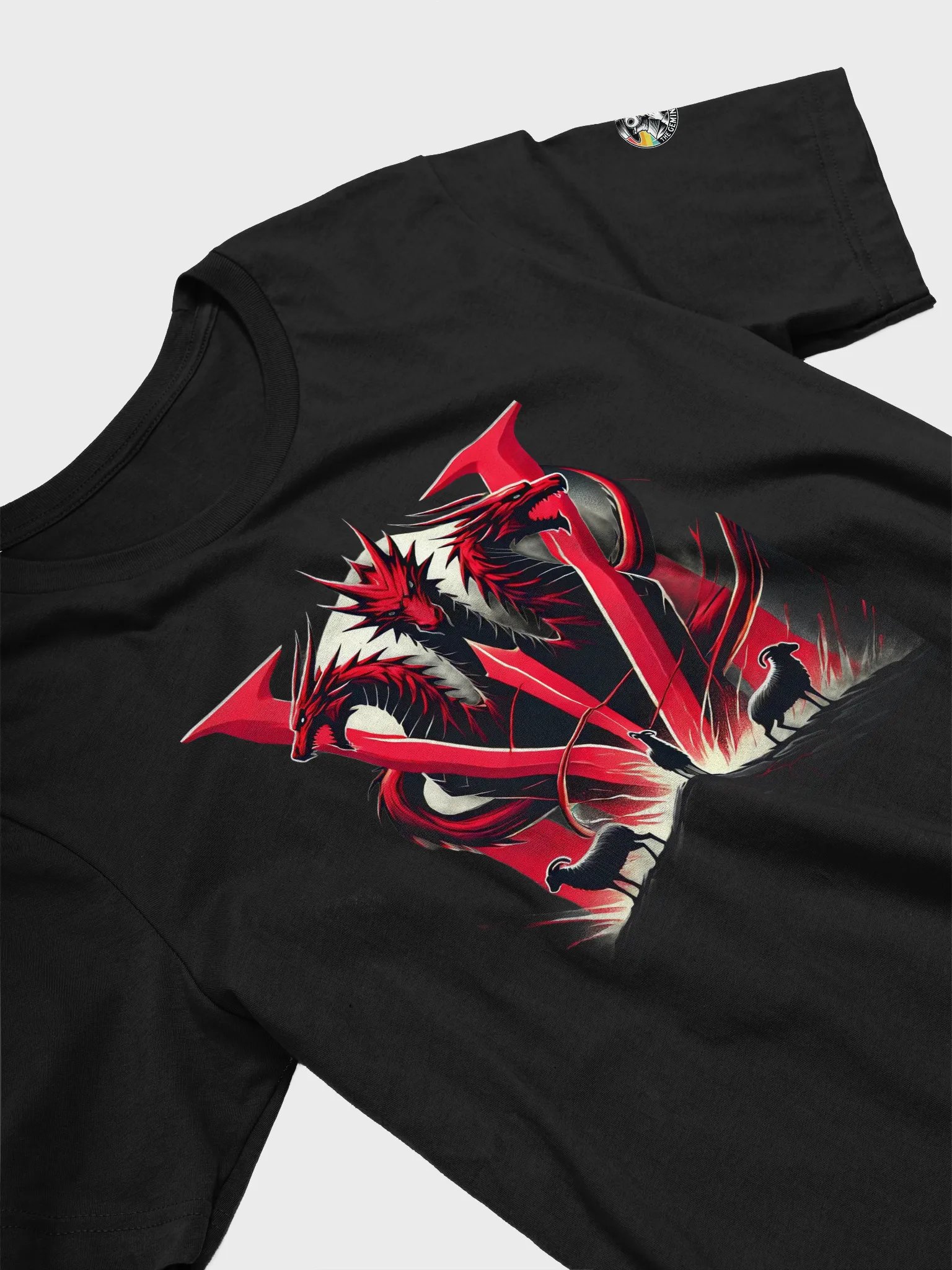 🔥 Official Bella "WE!!!" Dragon Logo T-Shirt 🐉 with The Gemini Twins! Logo on Sleeve 🎭 product image (3)