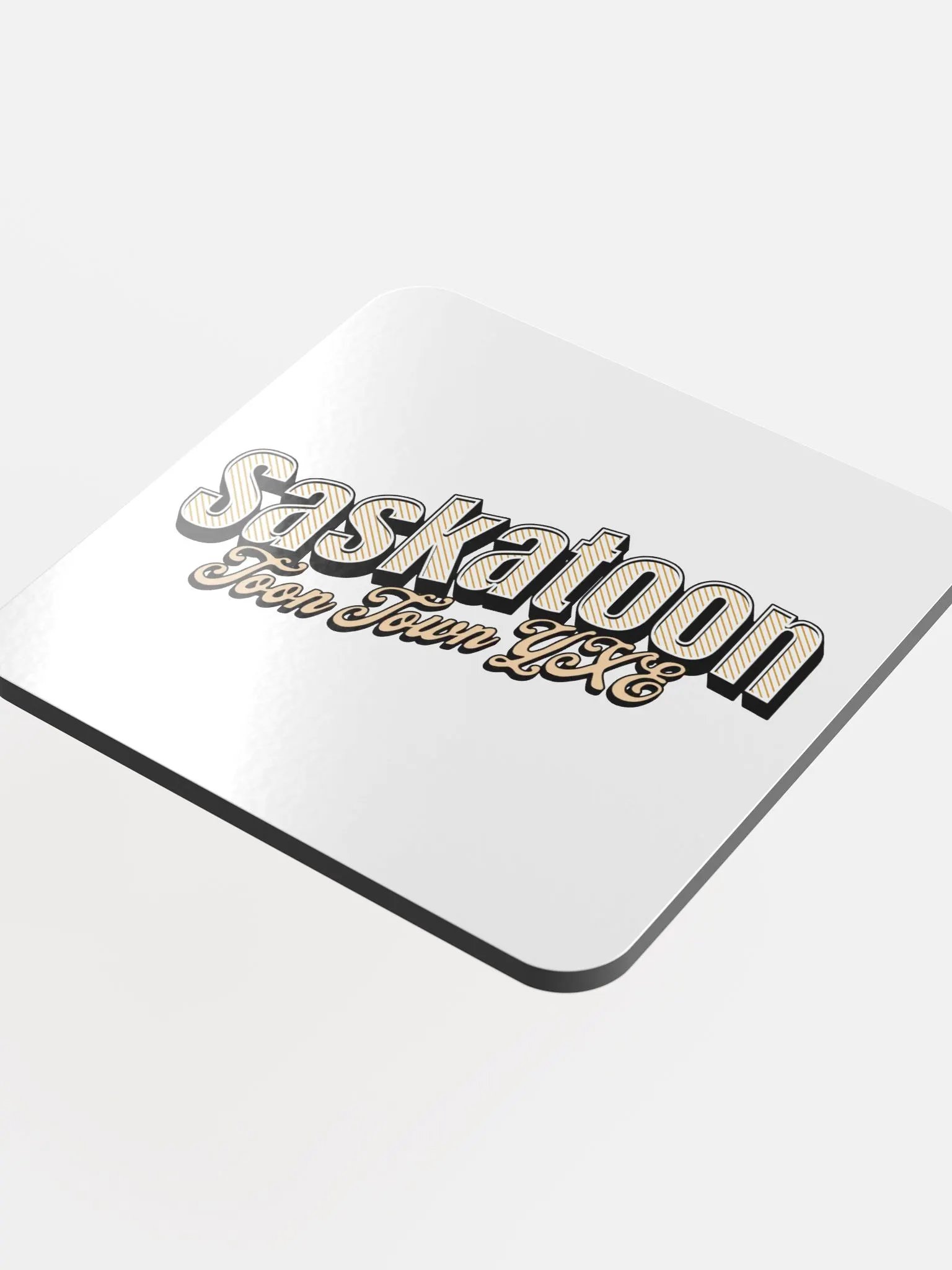 Saskatoon Toon Town YXE Glossed Cork Coaster product image (1)