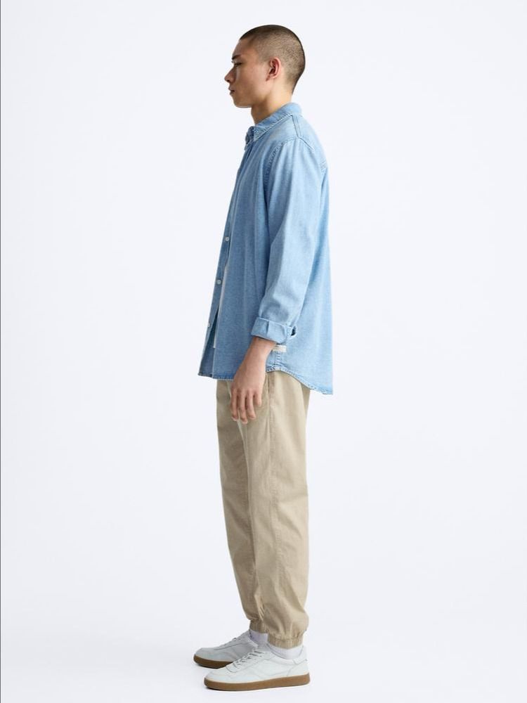 POPLIN JOGGER WAIST TROUSERS product image (8)