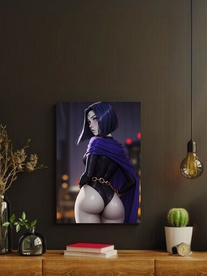 Teen Titans Raven Black Leotard City Night Back – Glossy 8x10 Metal Print product image (2)